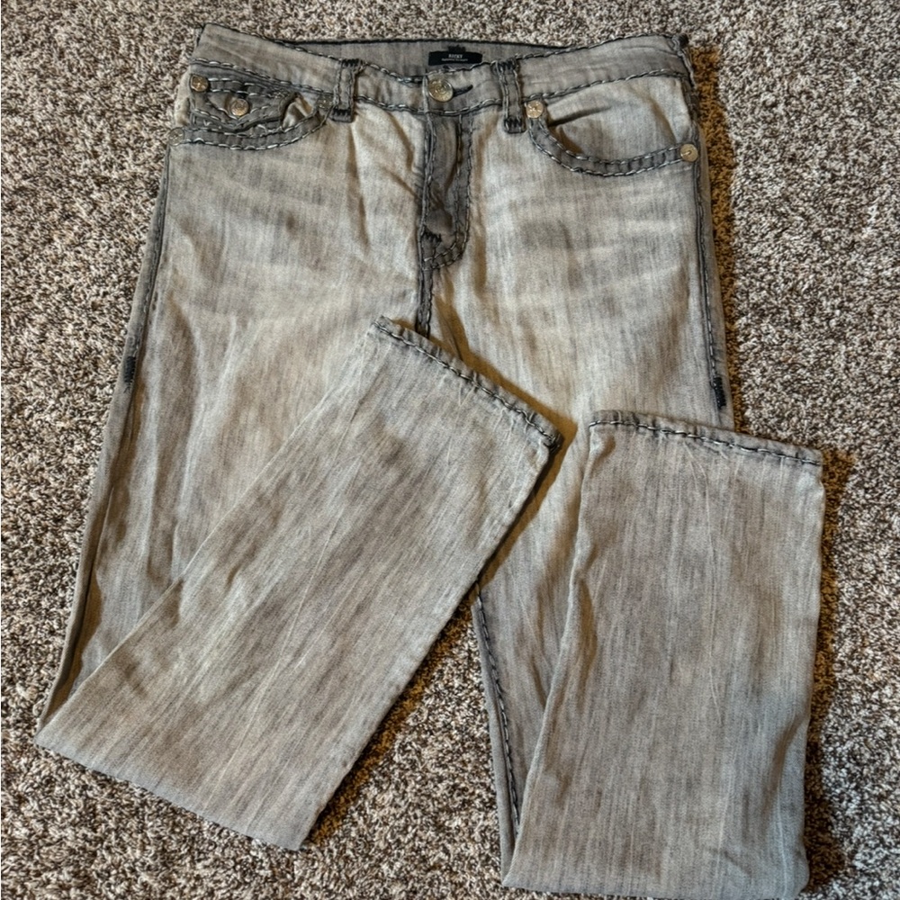True Religion Light Gray Straight Jeans